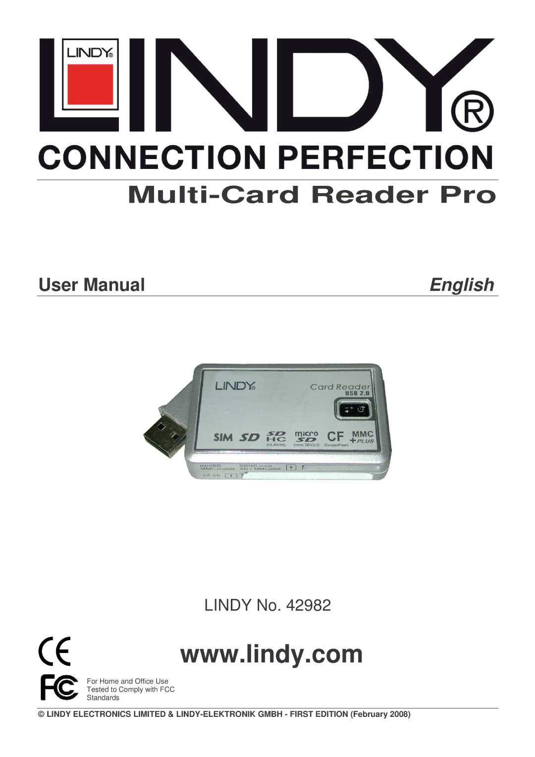 Lindy 42982V0 user manual Multi-Card Reader Pro 