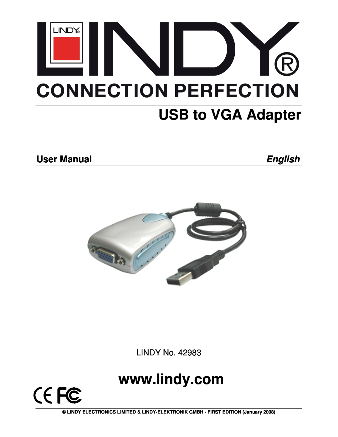 Lindy 42983 user manual USB to VGA Adapter, User Manual, English, LINDY No 