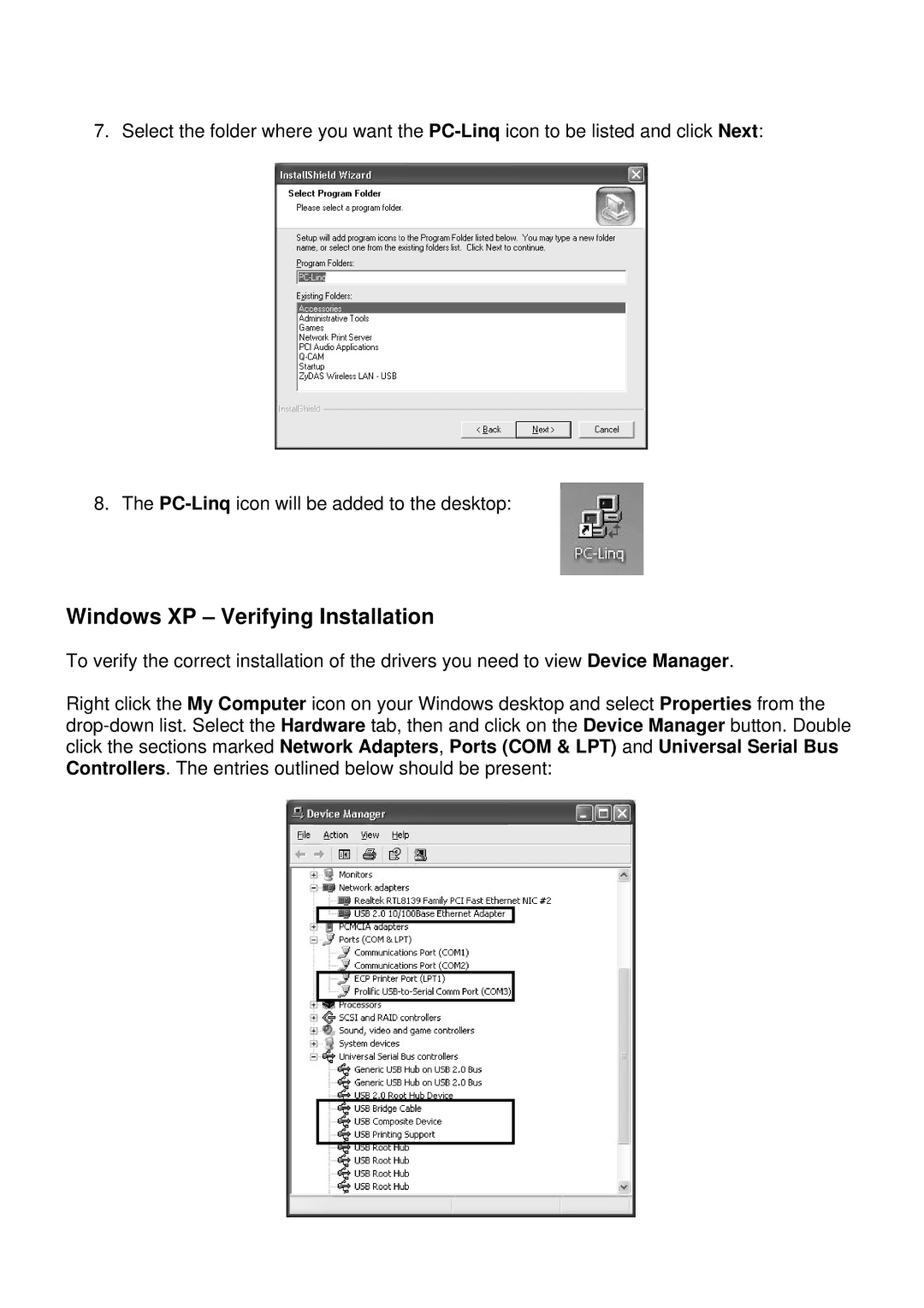 Lindy 42985 user manual Windows XP Verifying Installation 