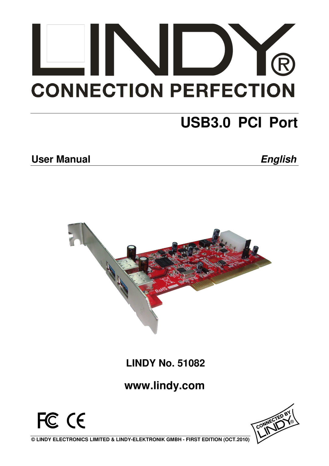 Lindy 51082 user manual USB3.0 PCI Port, English, Lindy No 