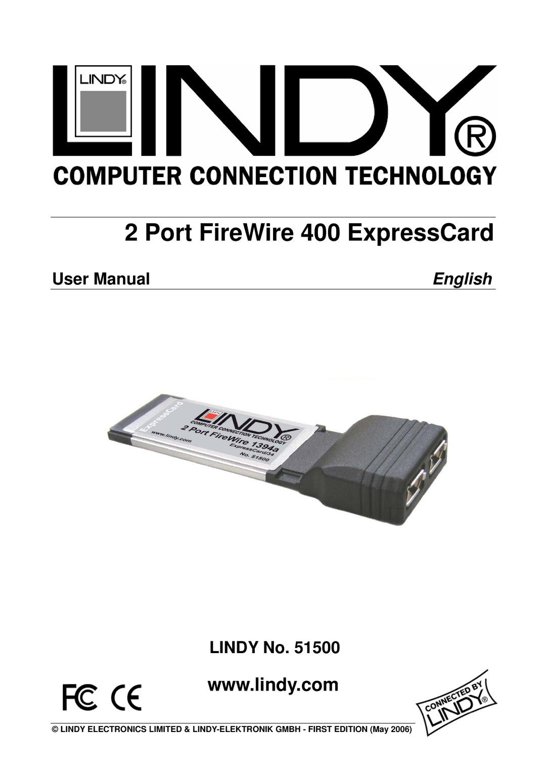 Lindy 51500 user manual Port FireWire 400 ExpressCard, Lindy No 