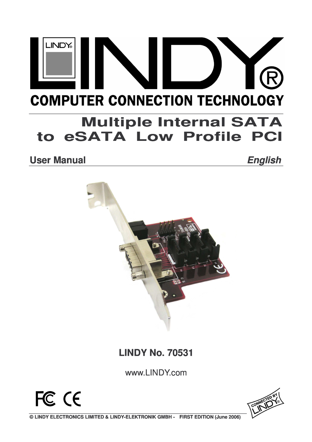 Lindy 70531 user manual LINDY No, Multiple Internal SATA to eSATA Low Profile PCI, User Manual, English 