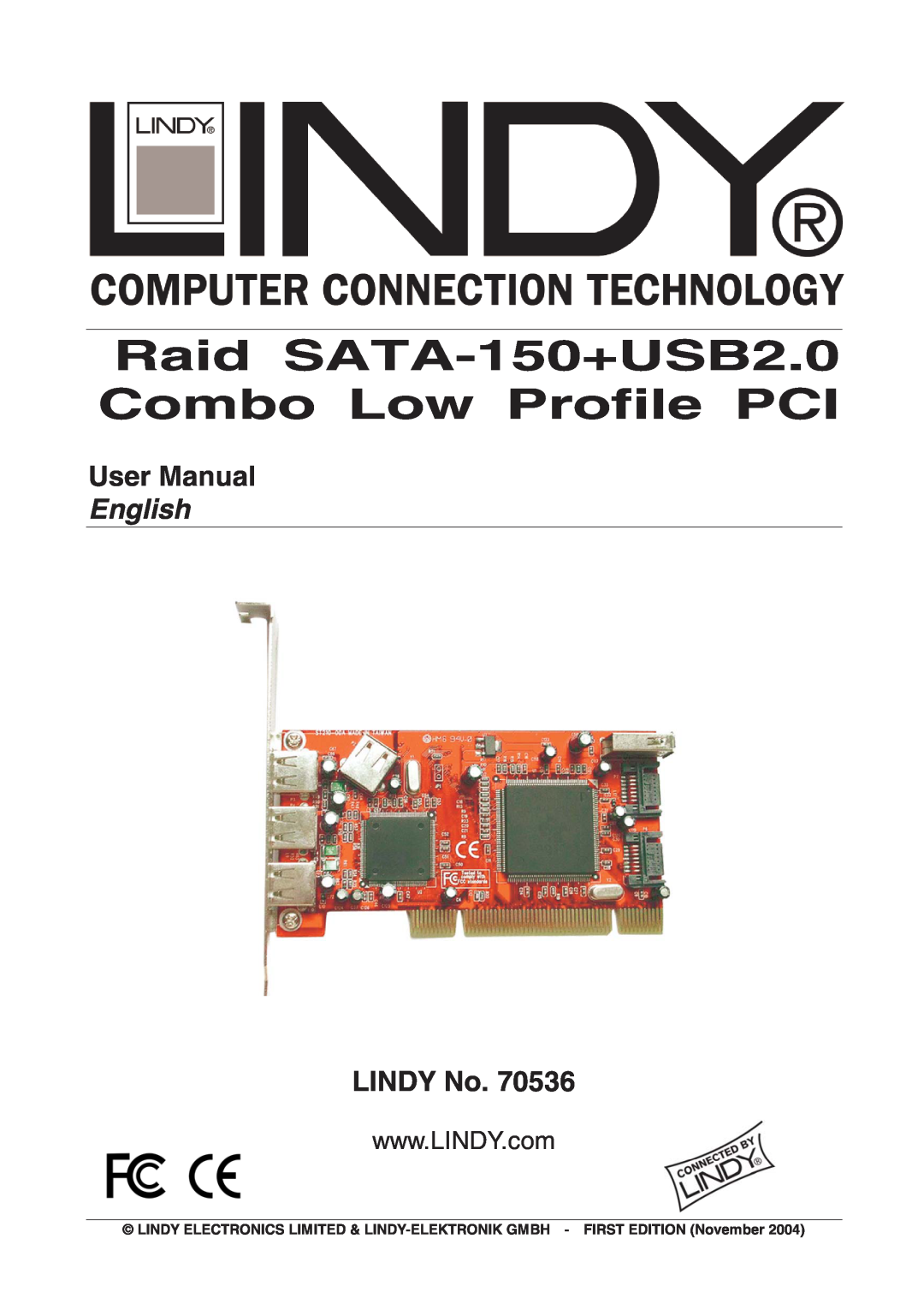 Lindy 70536 user manual User Manual, LINDY No, Raid SATA-150+USB2.0 Combo Low Profile PCI, English 