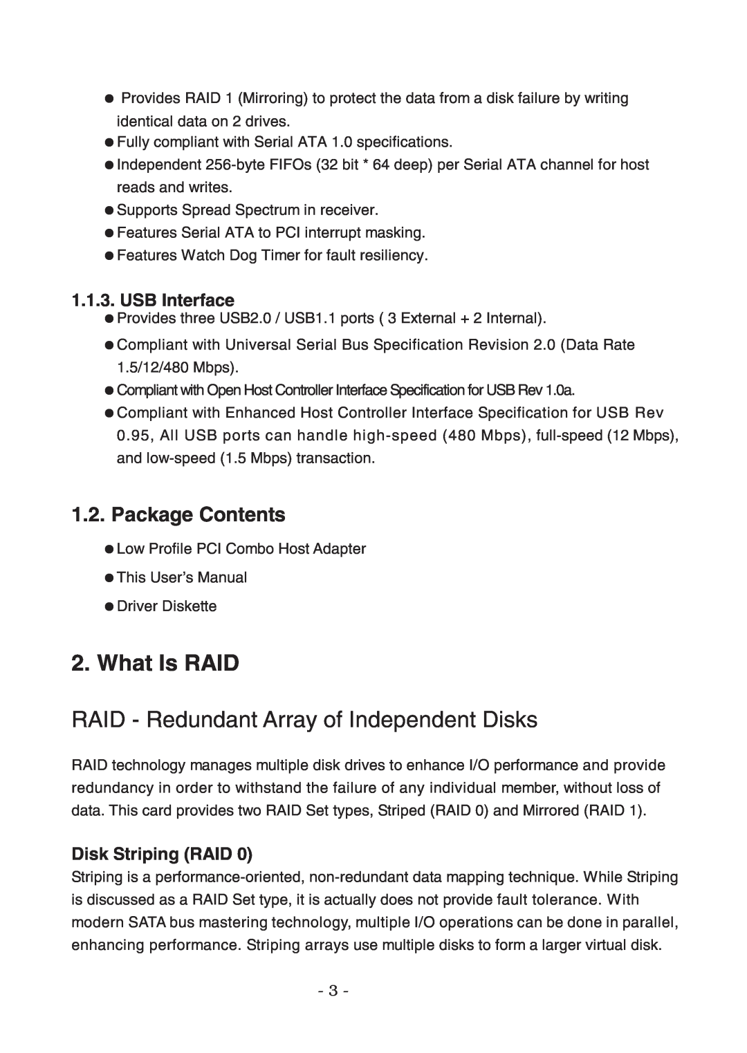 Lindy 70536 What Is RAID, Package Contents, USB Interface, Disk Striping RAID, RAID - Redundant Array of Independent Disks 