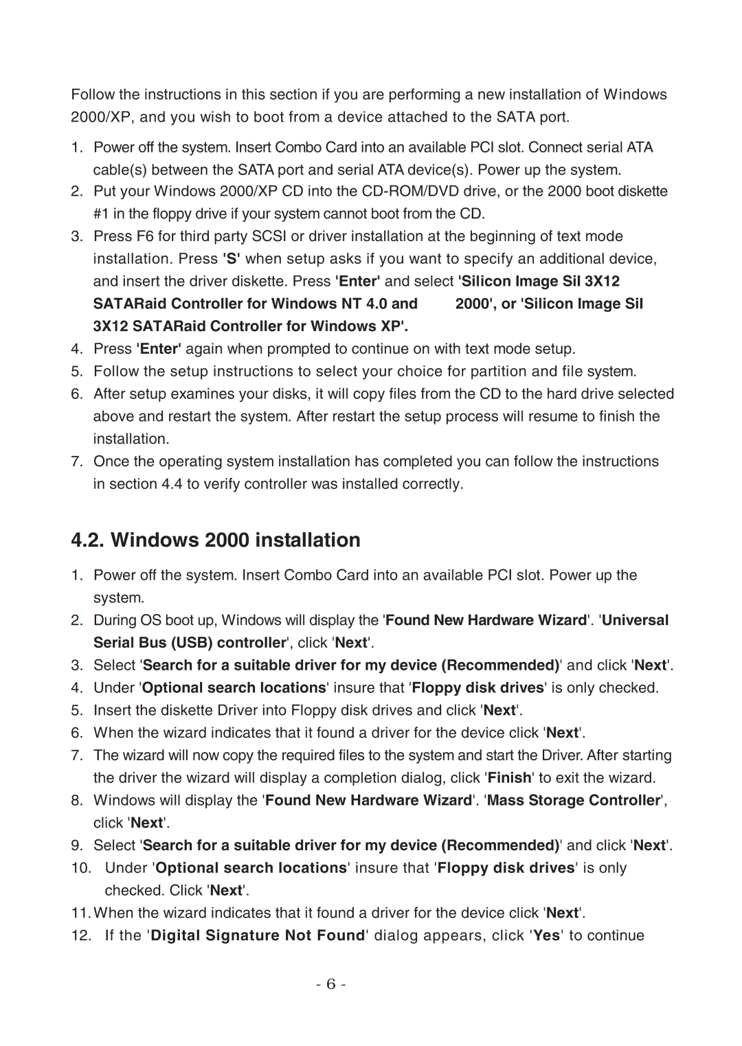 Lindy 70536 user manual Windows 2000 installation 