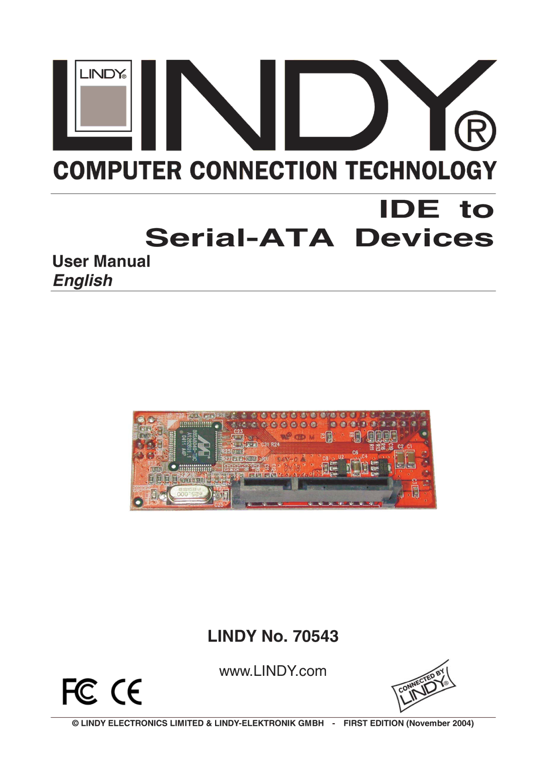 Lindy 70543 user manual IDE to Serial-ATA Devices, English, Lindy No 