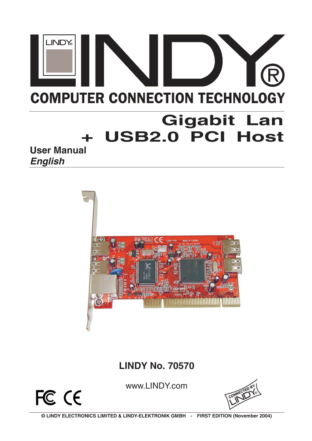 Lindy 70570 user manual Gigabit Lan + USB2.0 PCI Host, Lindy No 