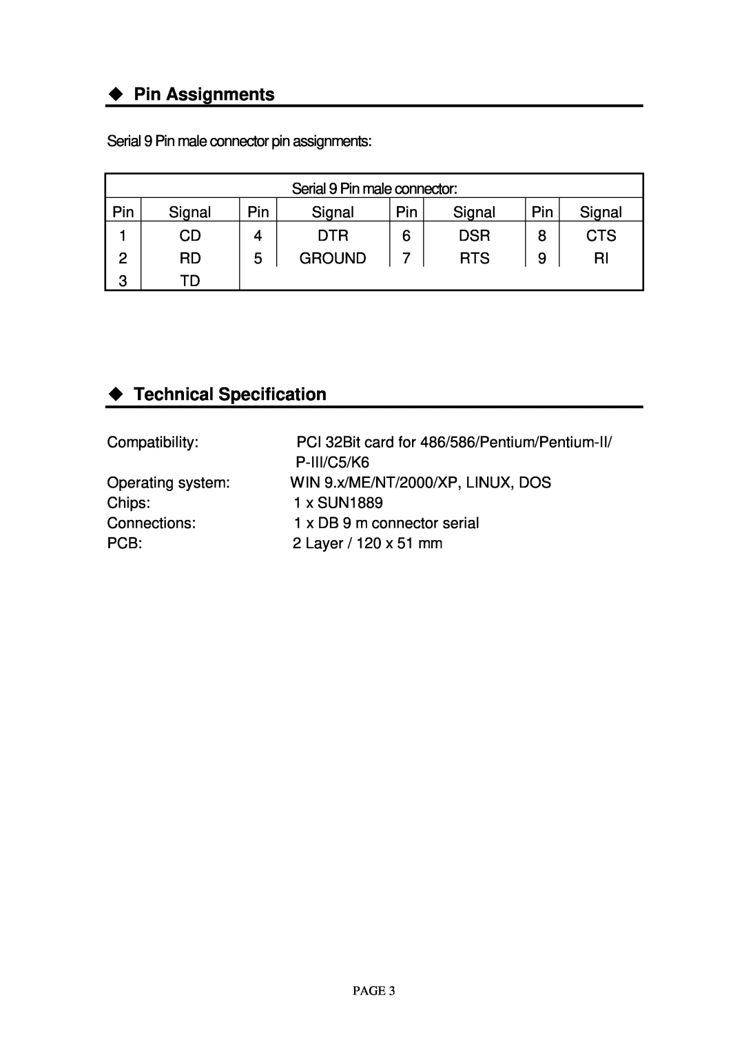 Lindy 70584 manual u Pin Assignments, Technical Specification 