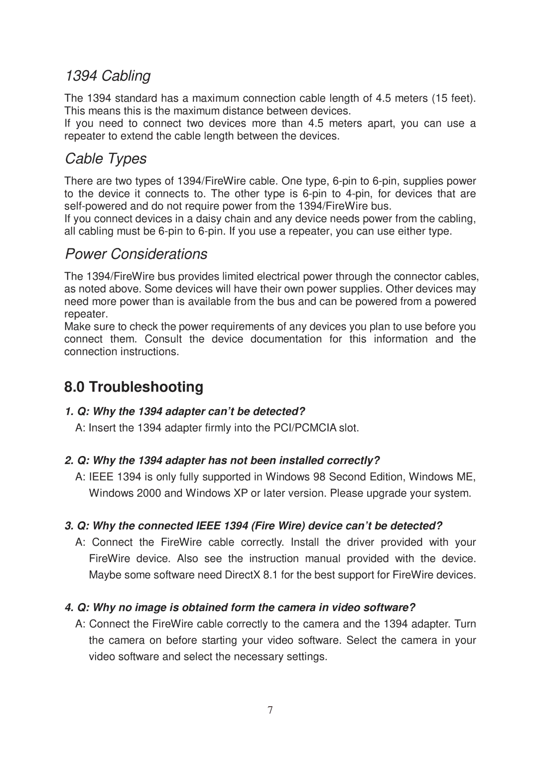 Lindy 70914 manual Troubleshooting, Why the 1394 adapter can’t be detected? 