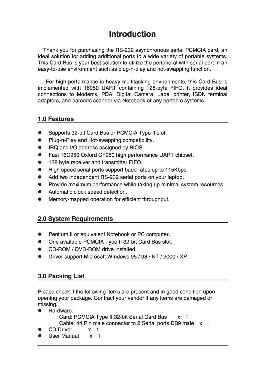 Lindy 70918 user manual Introduction, Features, System Requirements, Packing List 