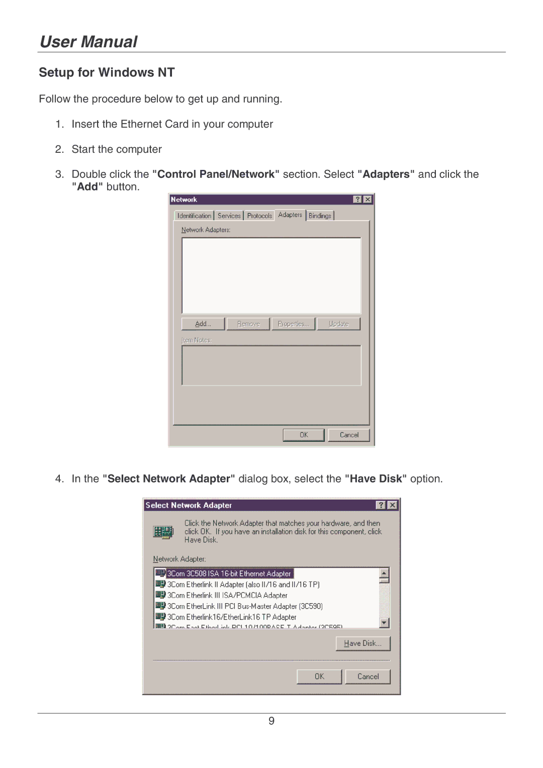 Lindy 70928 user manual Setup for Windows NT 