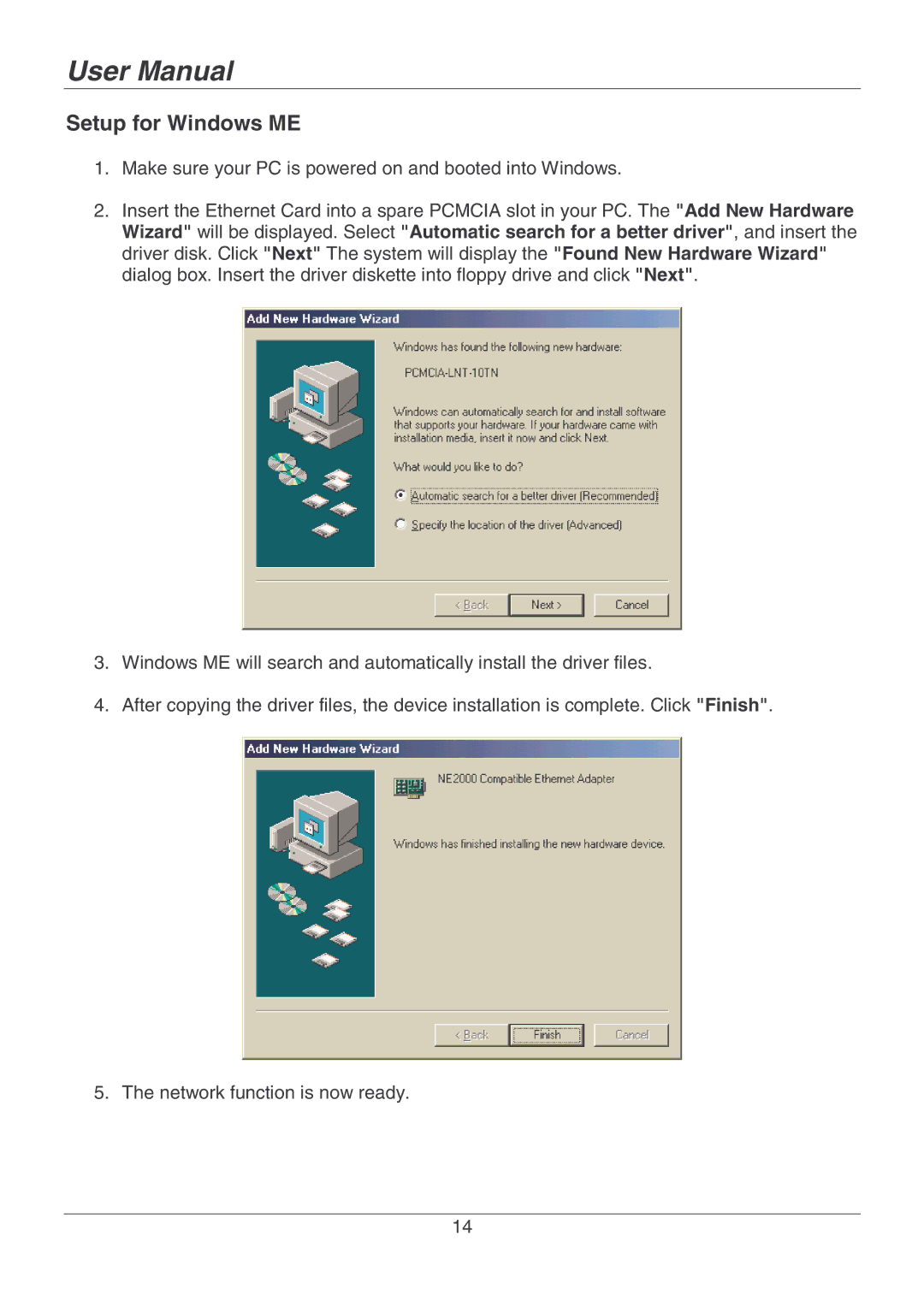 Lindy 70928 user manual Setup for Windows ME 