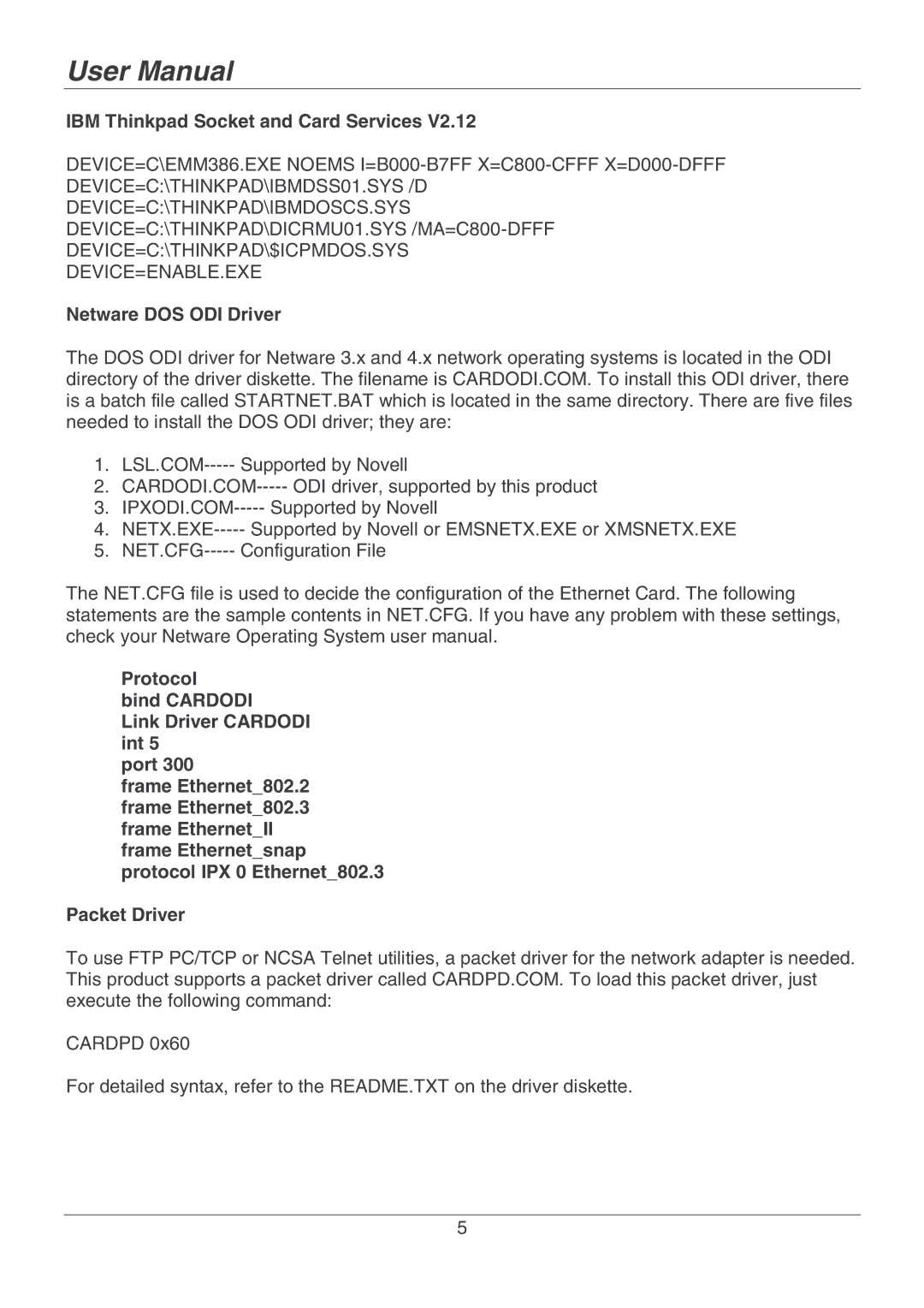 Lindy 70928 user manual IBM Thinkpad Socket and Card Services 