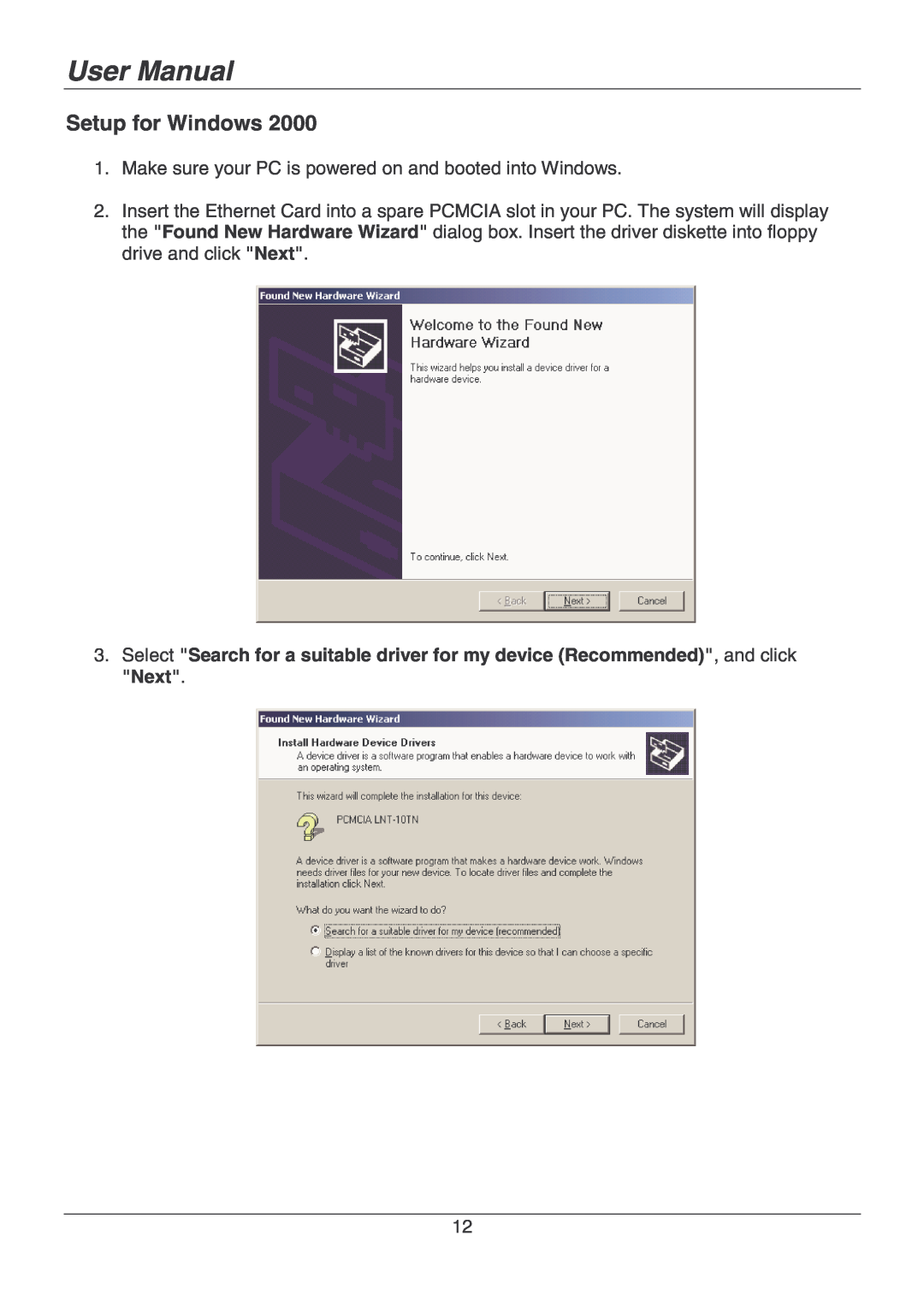 Lindy 70928 user manual Setup for Windows, User Manual, Make sure your PC is powered on and booted into Windows 