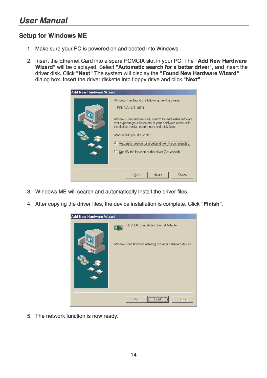 Lindy 70928 user manual Setup for Windows ME, User Manual 