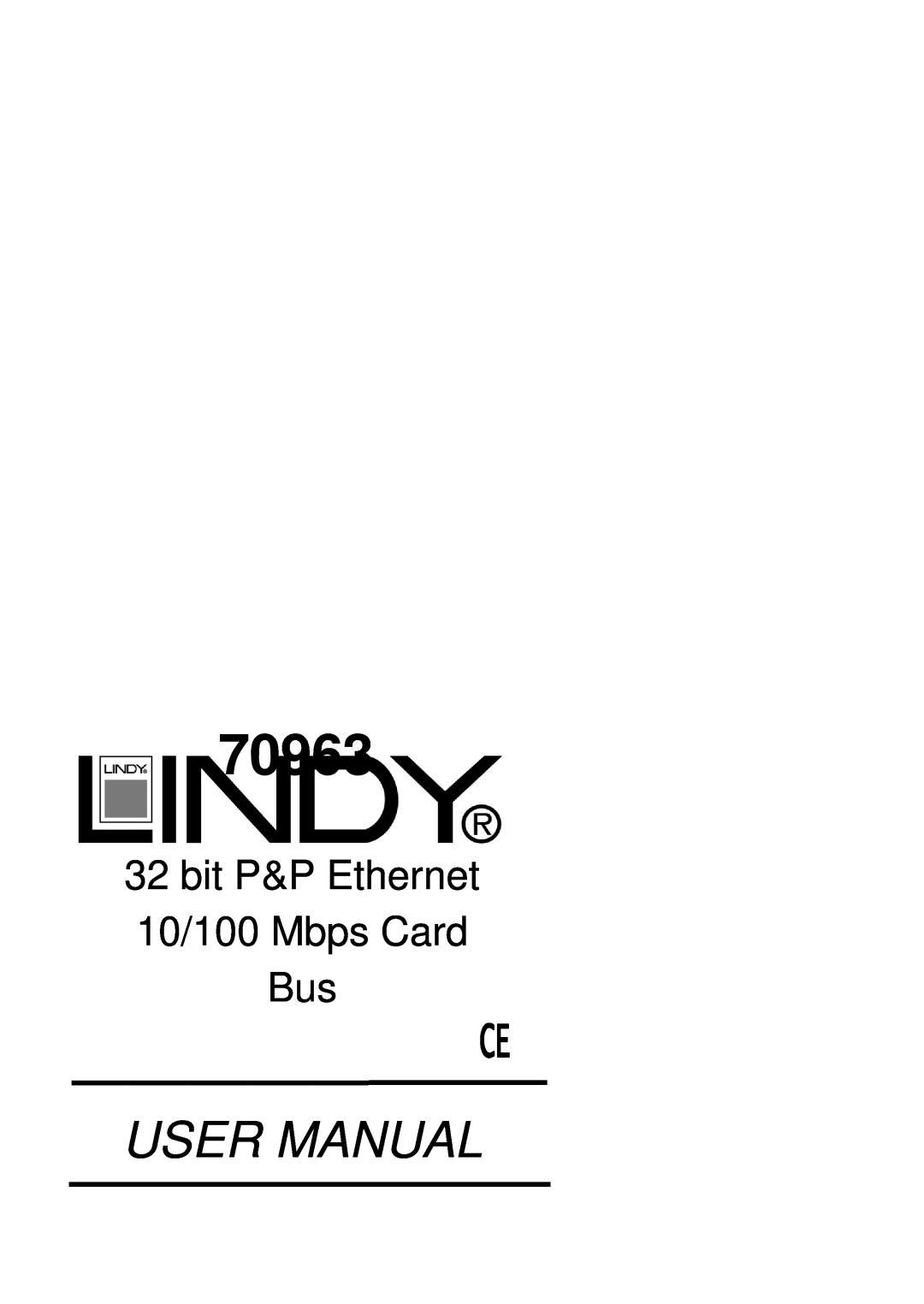 Lindy 70963 user manual User Manual, bit P&P Ethernet 10/100 Mbps Card Bus 