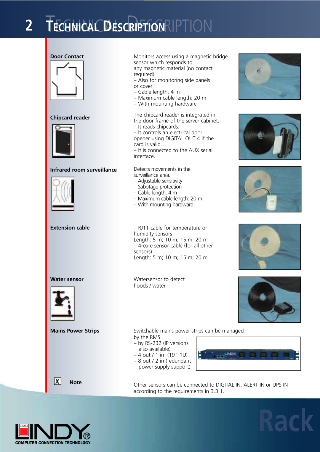 Lindy Carbon Monoxide Alarm Door Contact, Reader, Infrared Room surveillance, Cable, Water Sensor, Mains Power Strips 