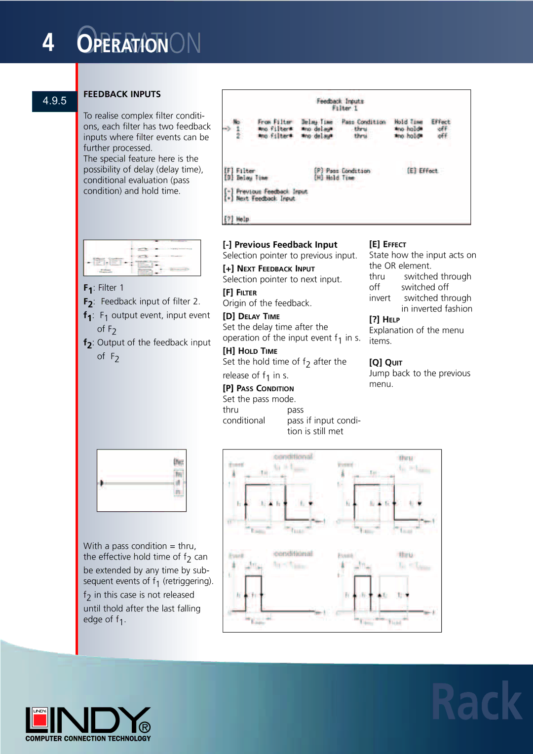 Lindy Carbon Monoxide Alarm user manual Feedback Inputs, Previous Feedback Input, Ilter 