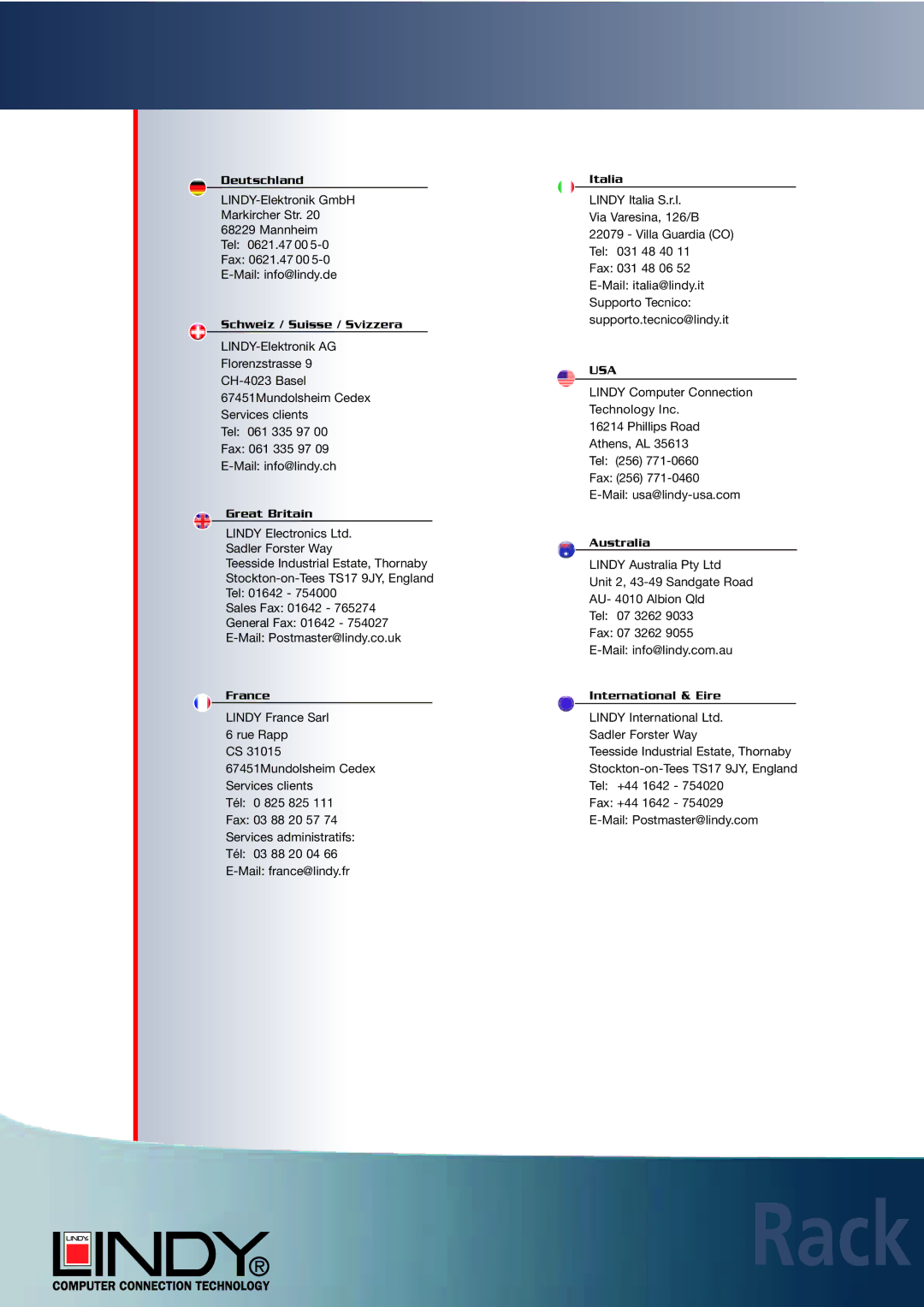 Lindy Carbon Monoxide Alarm user manual Rack 