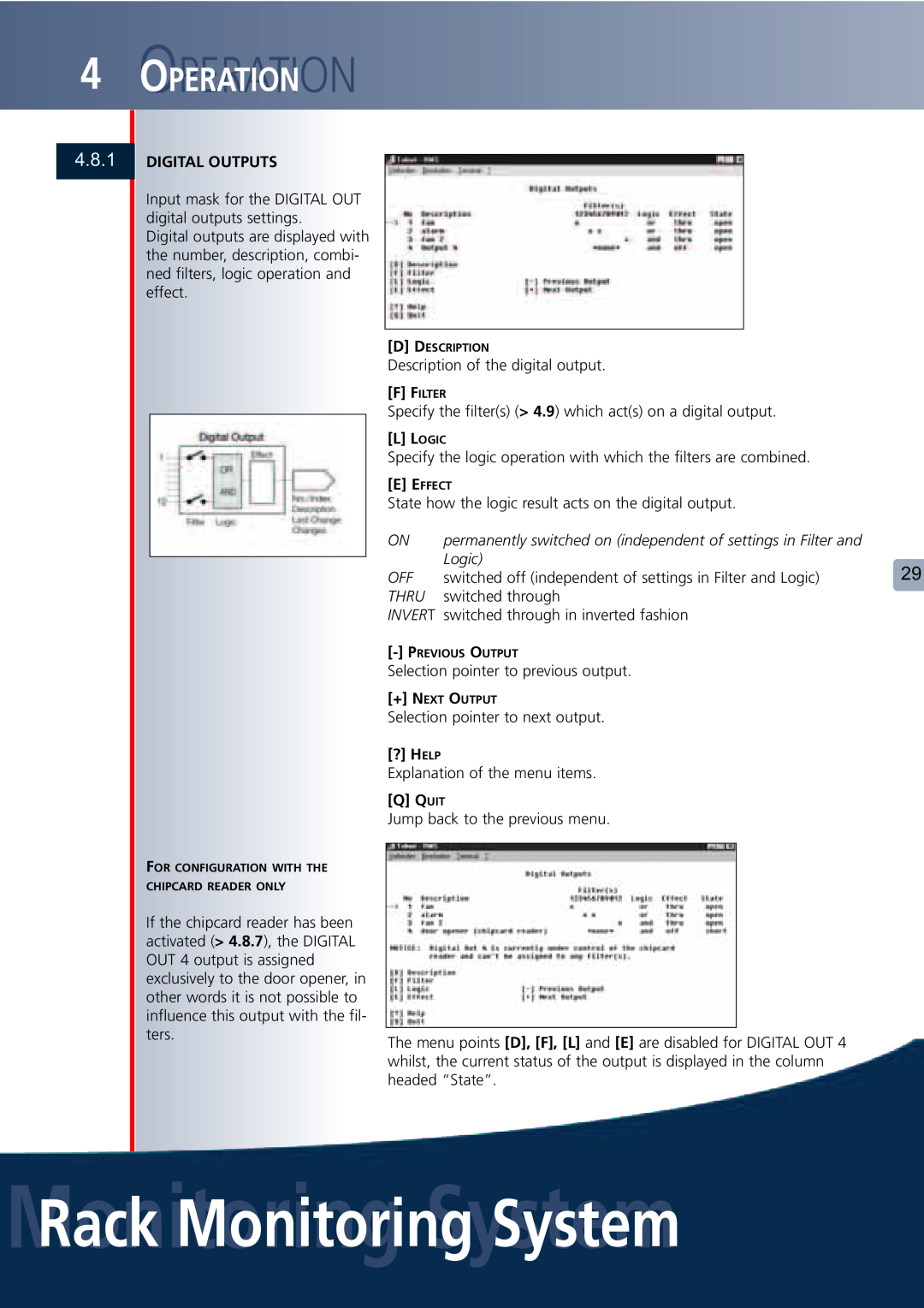 Lindy Carbon Monoxide Alarm 4.8.1, MonitoringRack MonitoringSystemSystem, Ooperationperation, Logic, Thru, Invert 