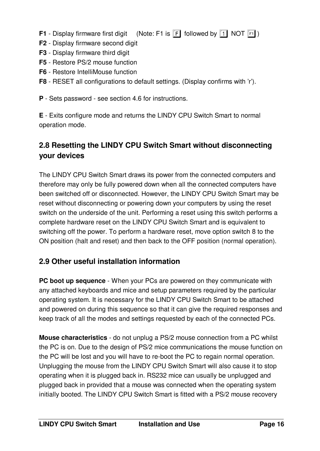 Lindy H1TBELRG, L1TBELRG, LF1TBELRG installation and operation guide Other useful installation information 