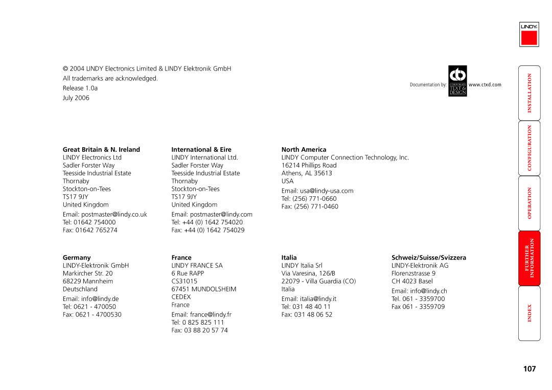 Lindy MC5-IP manual Usa, Germany France Italia 