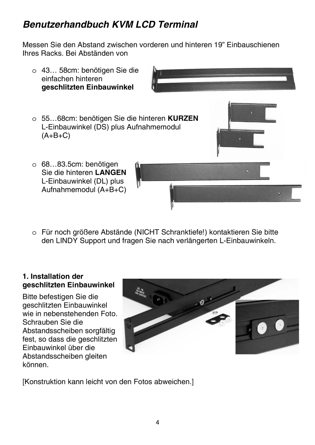 Lindy Network Router manual Installation der Geschlitzten Einbauwinkel 