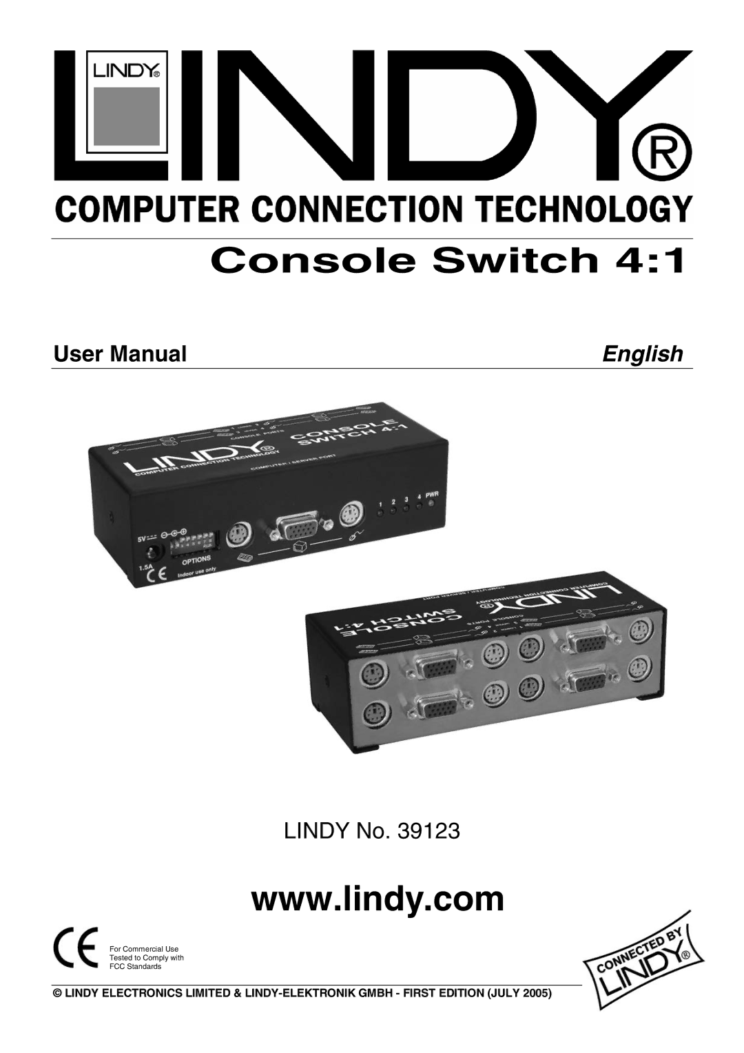 Lindy No. 39123 user manual Console Switch, English 