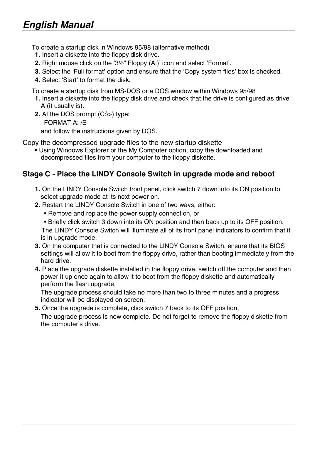 Lindy No. 39123 user manual Format a /S 