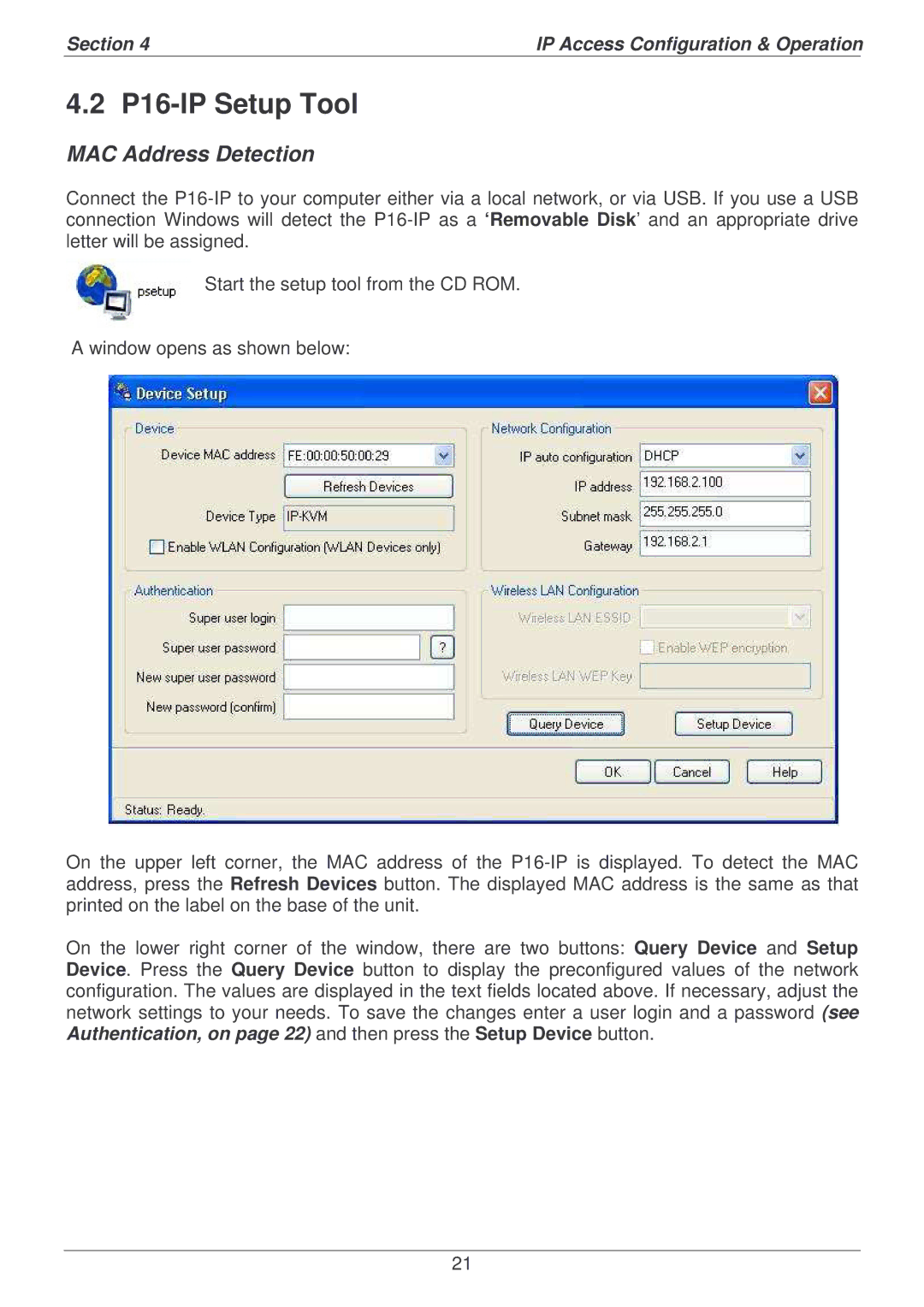 Lindy user manual P16-IP Setup Tool, MAC Address Detection 