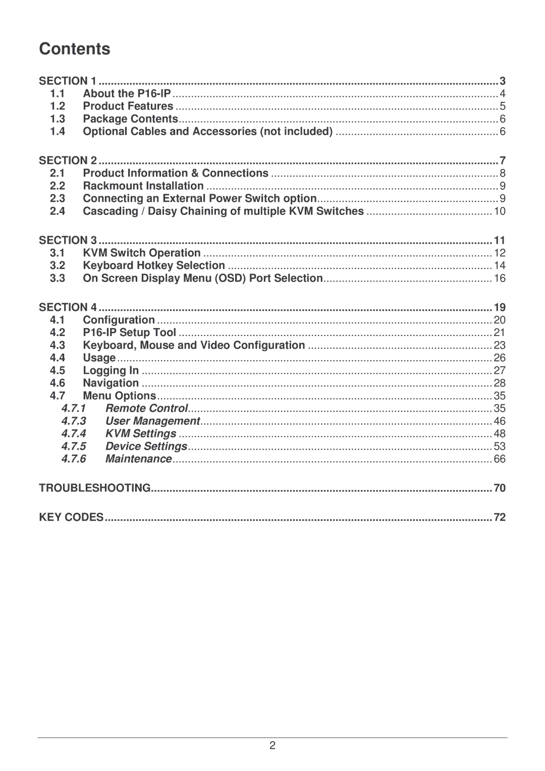 Lindy P16-IP user manual Contents 