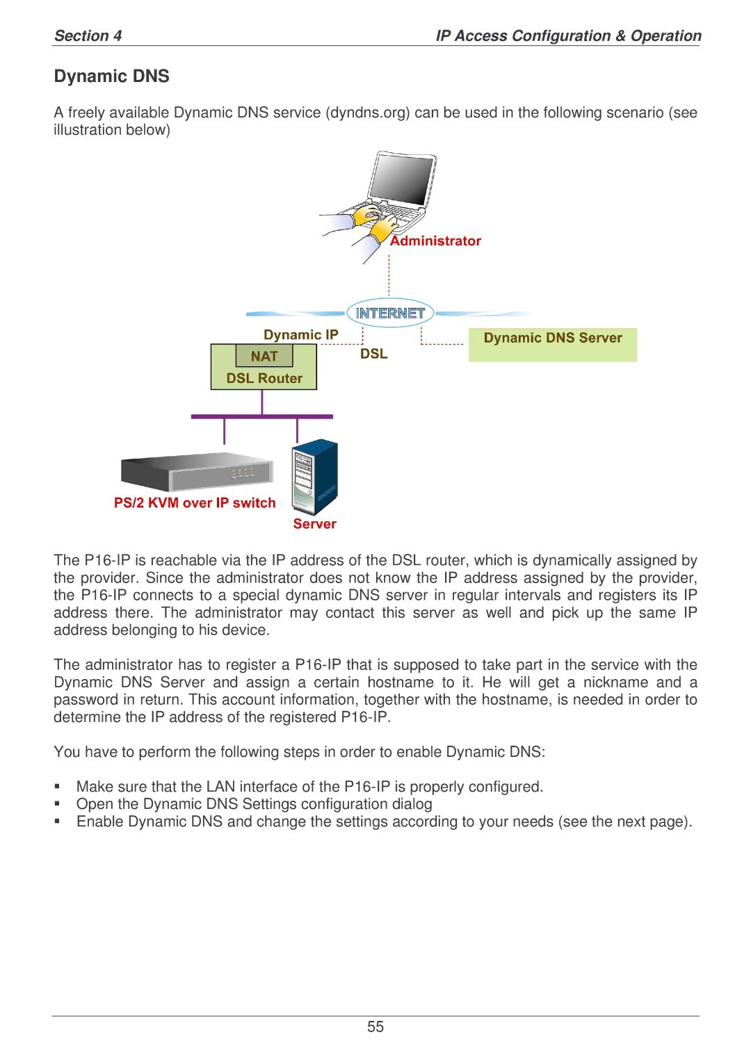 Lindy P16-IP user manual Dynamic DNS 