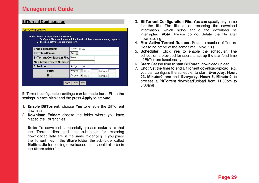 Lindy Personal Server instruction manual BitTorrent Configuration 