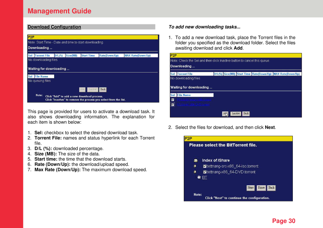 Lindy Personal Server instruction manual Download Configuration, To add new downloading tasks 