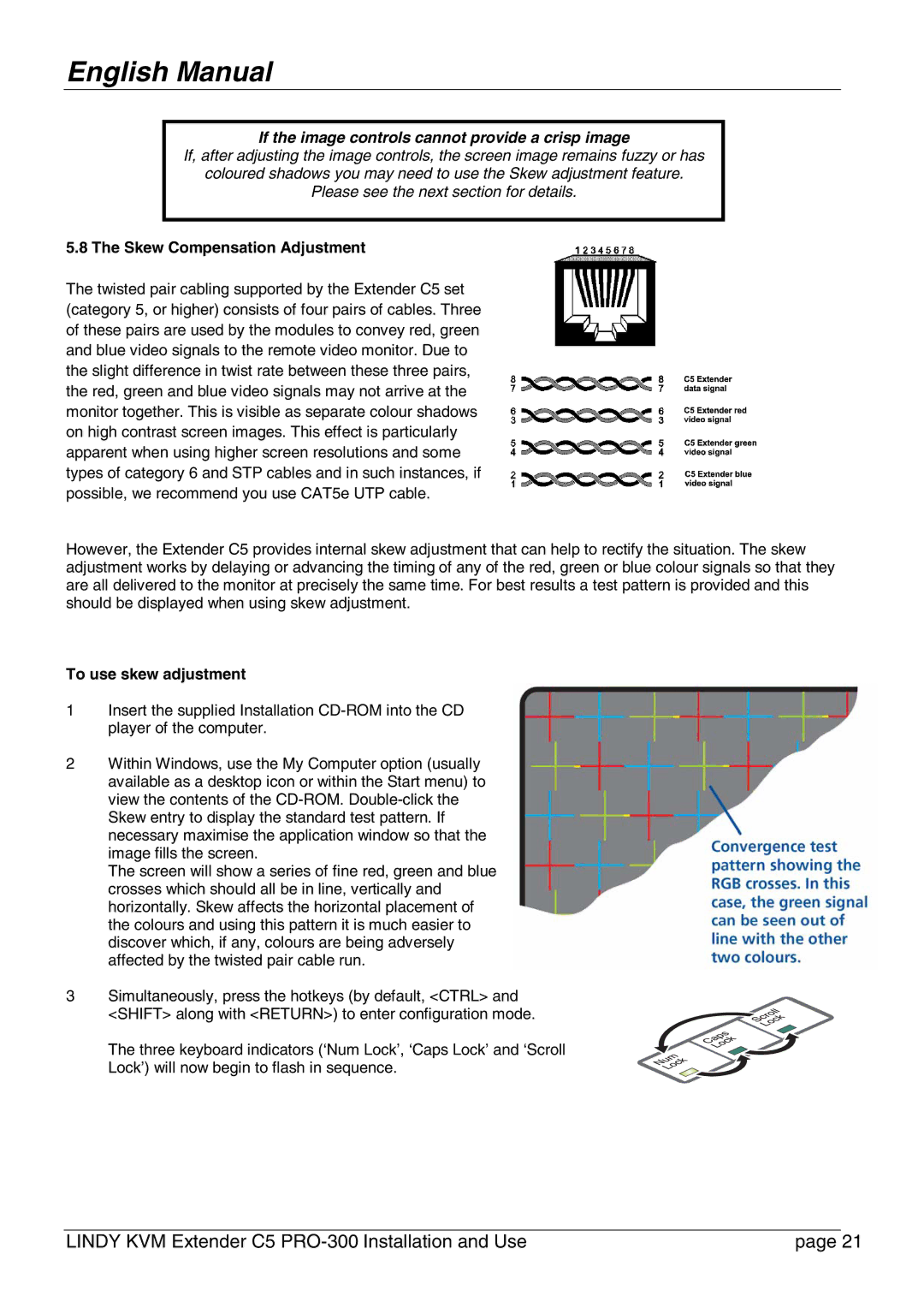 Lindy PRO-300 user manual Skew Compensation Adjustment, To use skew adjustment 