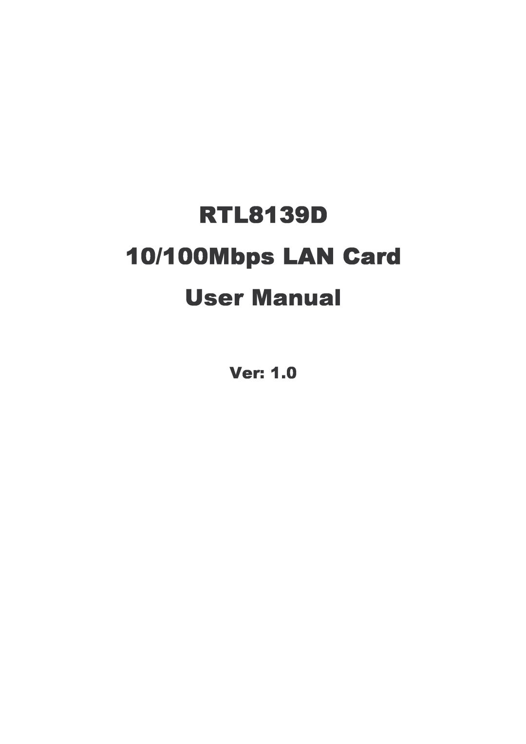 Lindy RTL8139D manual 