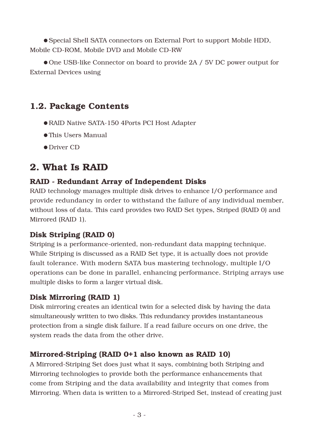 Lindy SATA-150 manual What Is RAID, Package Contents 