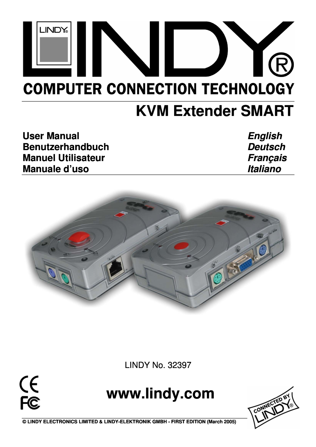 Lindy Smart user manual KVM Extender SMART, English, Benutzerhandbuch, Deutsch, Manuel Utilisateur, Français, Italiano 