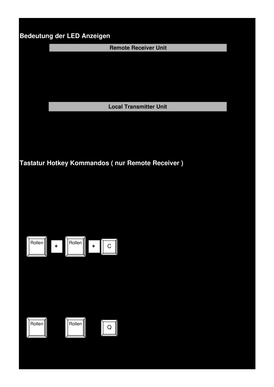Lindy Smart Bedeutung der LED Anzeigen, Tastatur Hotkey Kommandos nur Remote Receiver, Benutzerhandbuch, Deutsch 