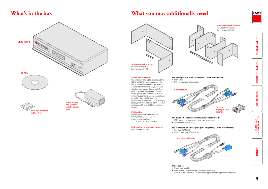 Lindy Switch manual What’s in the box, What you may additionally need 