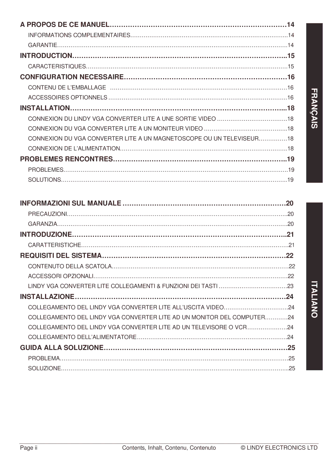 Lindy TTX7601 manual Italiano 