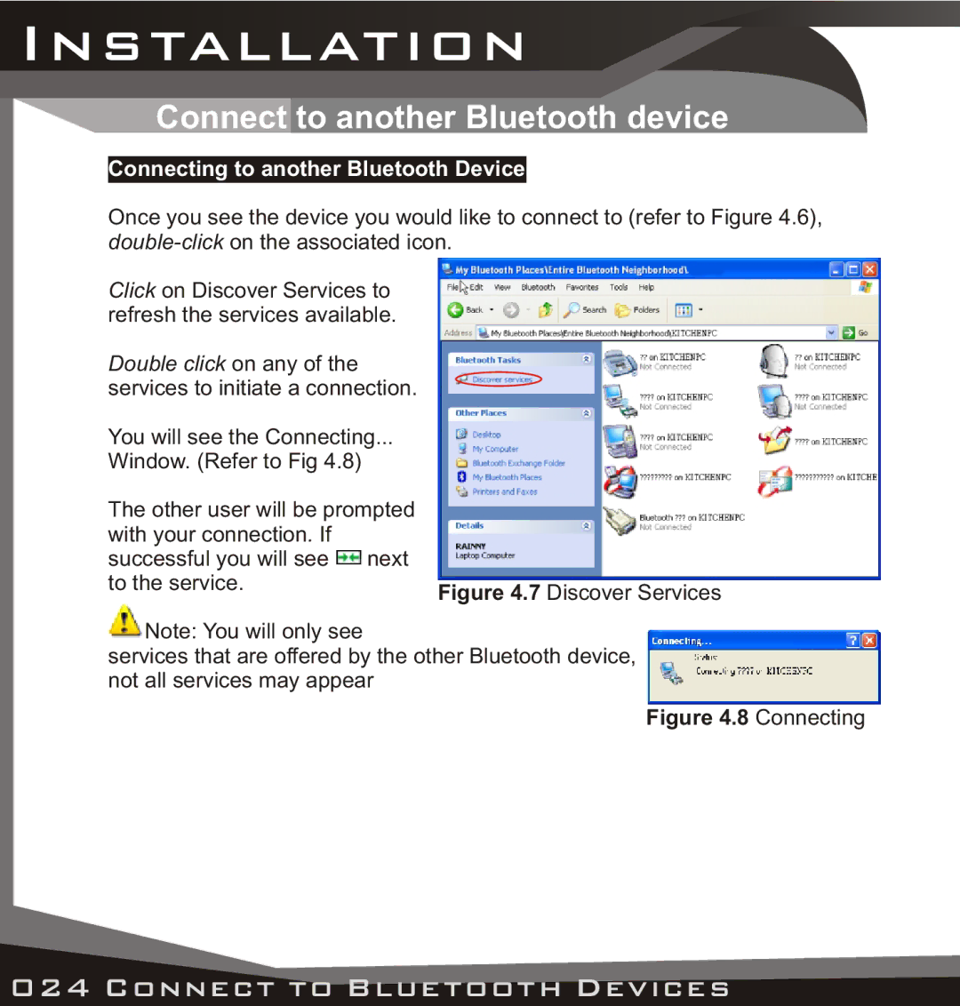 Lindy USB Bluetooth Adaptor manual Connect to another Bluetooth device, Connecting to another Bluetooth Device 