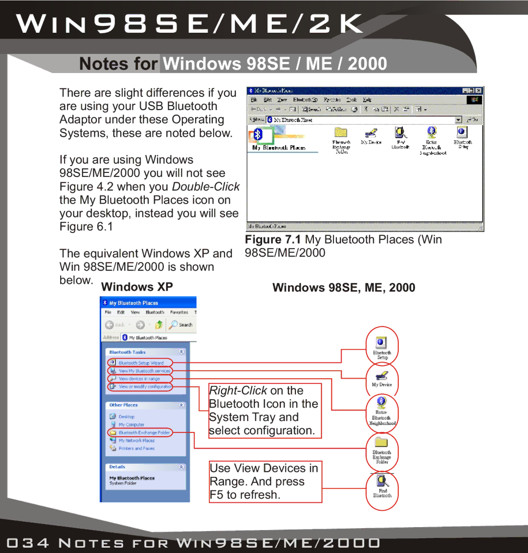 Lindy USB Bluetooth Adaptor manual Win98SE/ME/2K, Windows 98SE, ME 