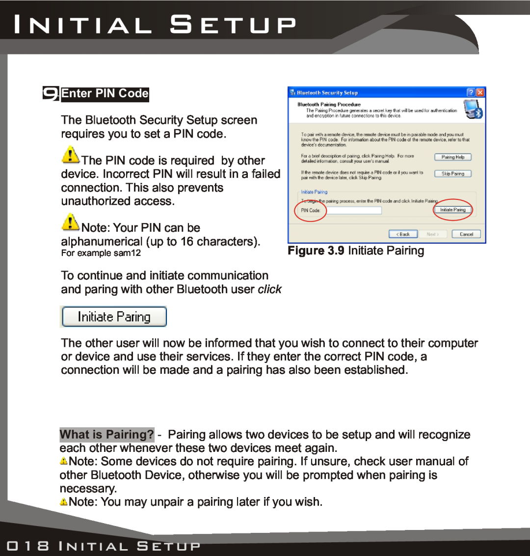 Lindy USB Bluetooth Adaptor manual Initial Setup, Enter PIN Code 