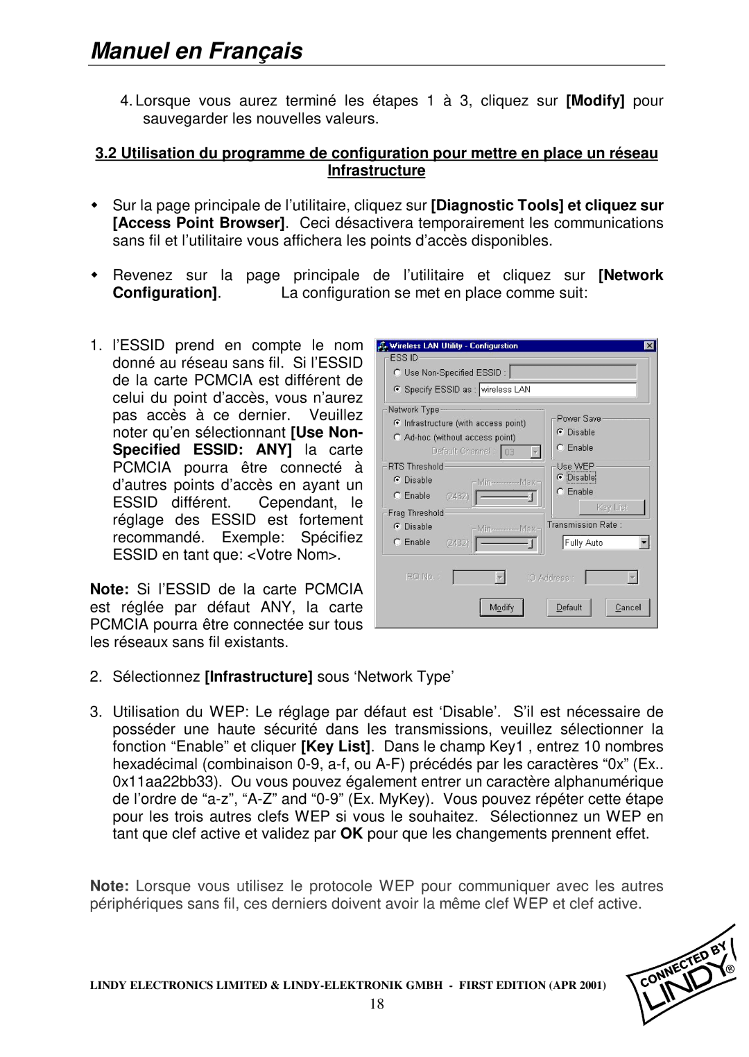 Lindy Wireless LAN - 11 PCMCIA Card manual Configuration 