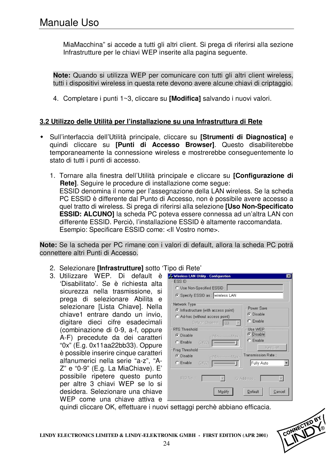 Lindy Wireless LAN - 11 PCMCIA Card manual Manuale Uso 