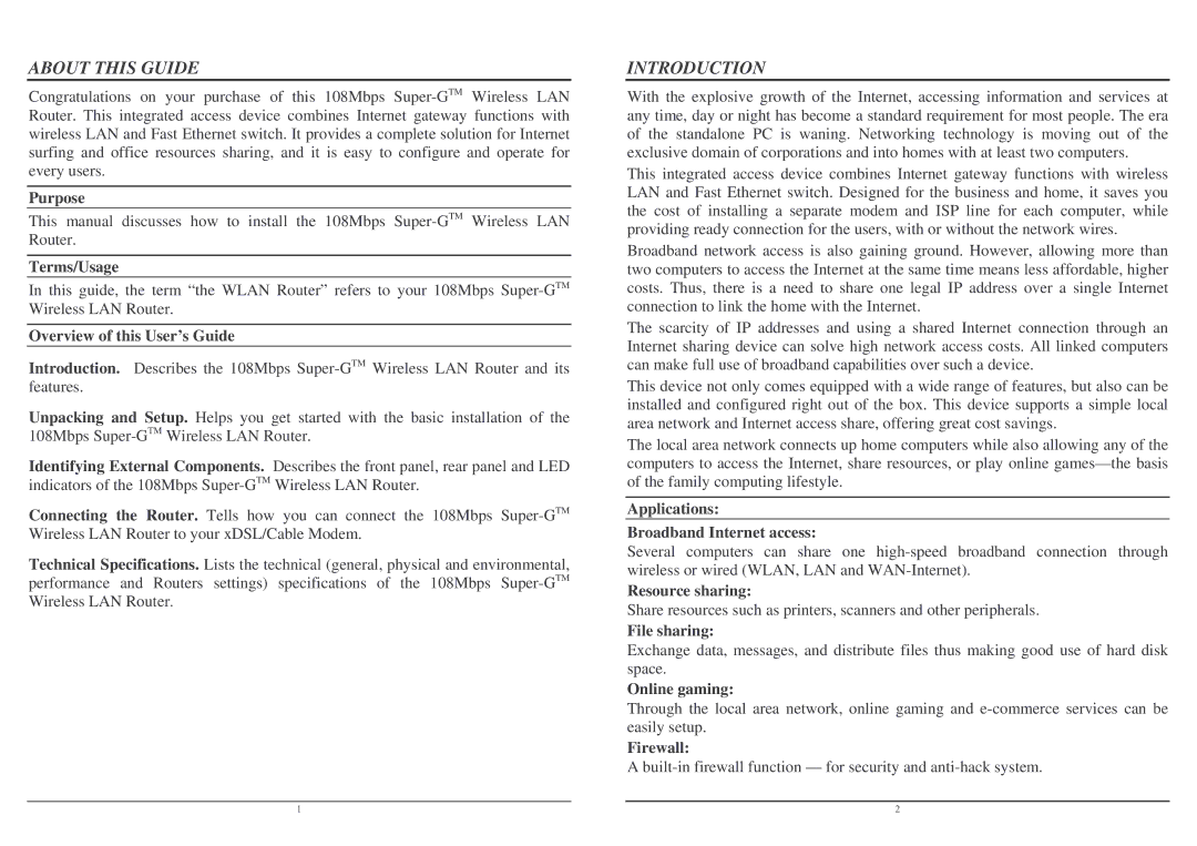 Lindy Wireless LAN Router user manual About this Guide, Introduction 