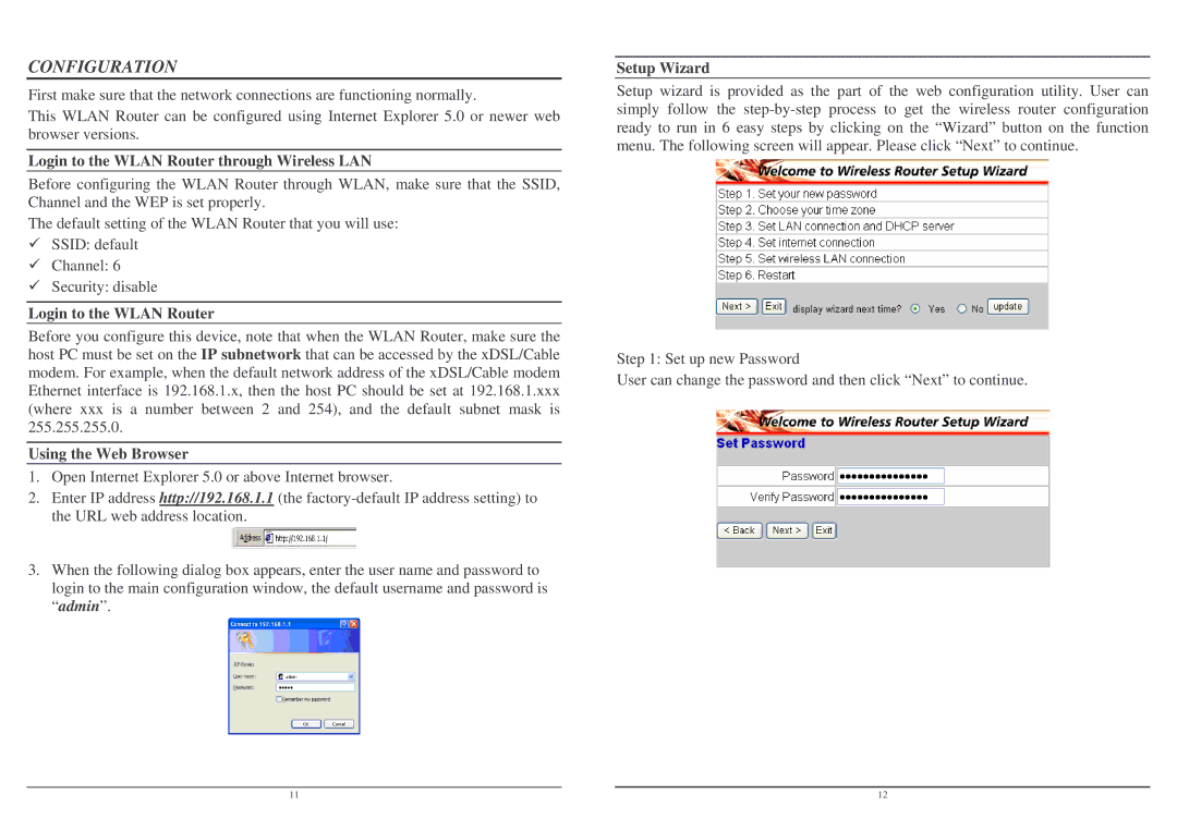 Lindy Wireless LAN Router user manual Configuration, Login to the Wlan Router through Wireless LAN, Using the Web Browser 