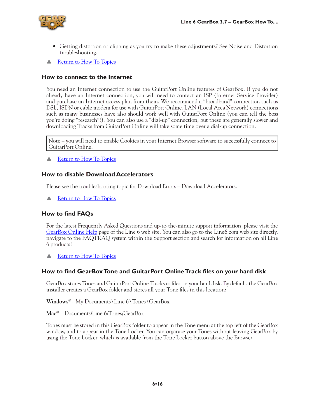 Line 6 3.7 manual How to connect to the Internet, How to disable Download Accelerators, How to find FAQs 