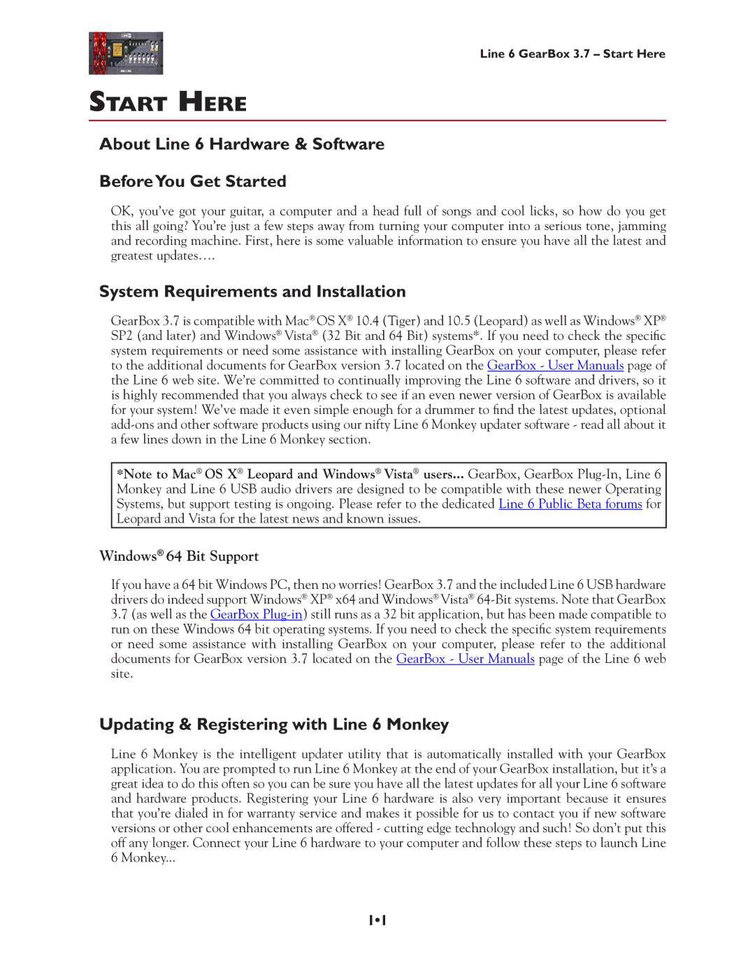 Line 6 3.7 manual About Line 6 Hardware & Software BeforeYou Get Started, System Requirements and Installation 